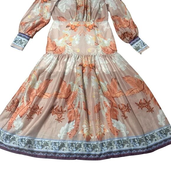 I TOO Italy Elegant Floral Long Sleeve Button Down Dress Size Small - Picture 6 of 16